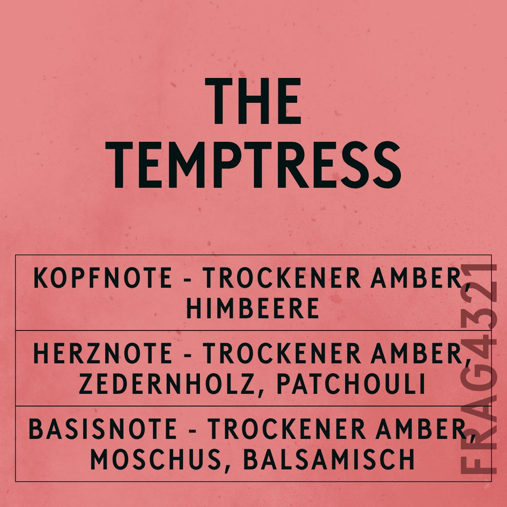 The Temptress Fragrance Oil scent card (German)