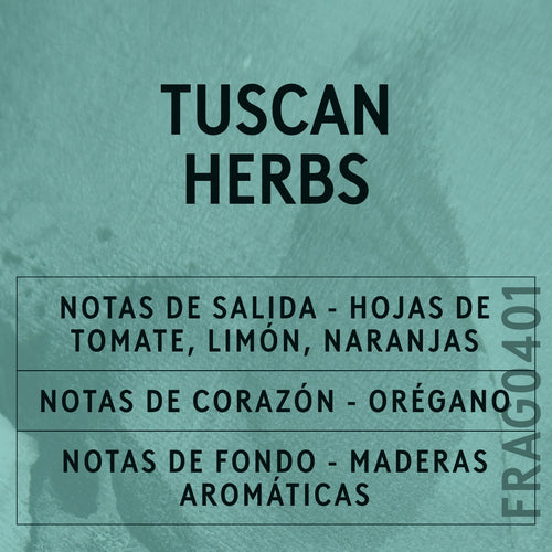 Tuscan Herbs Fragrance Oil scent card (Spanish)