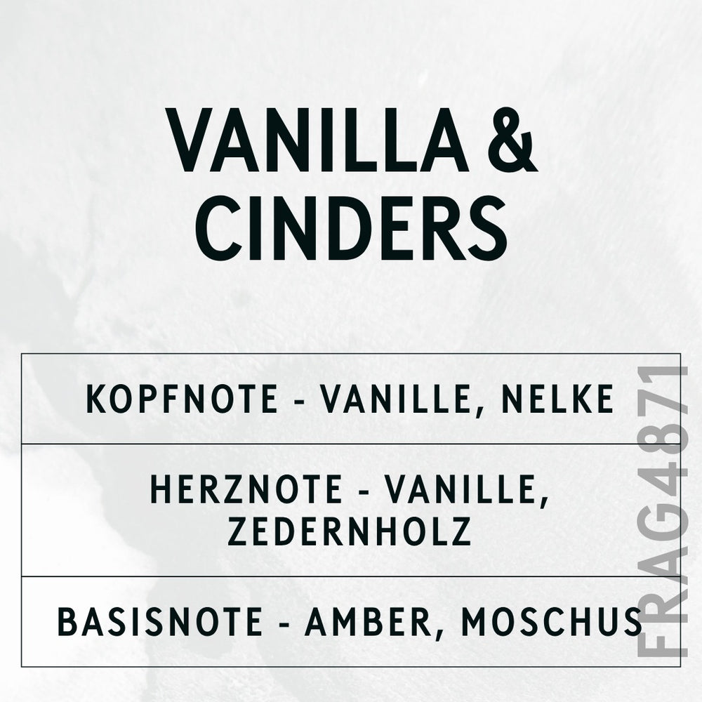 Vanilla & Cinders Fragrance Oil scent card (German)