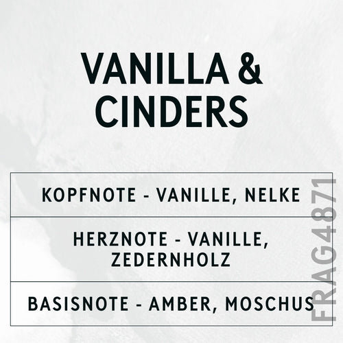 Vanilla & Cinders Fragrance Oil scent card (German)