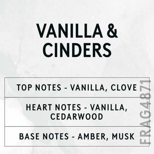 Vanilla & Cinders Fragrance Oil scent card (English)