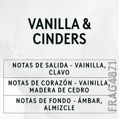 Vanilla & Cinders Fragrance Oil scent card (Spanish)