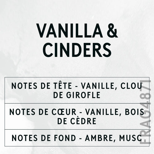 Vanilla & Cinders Fragrance Oil scent card (French)