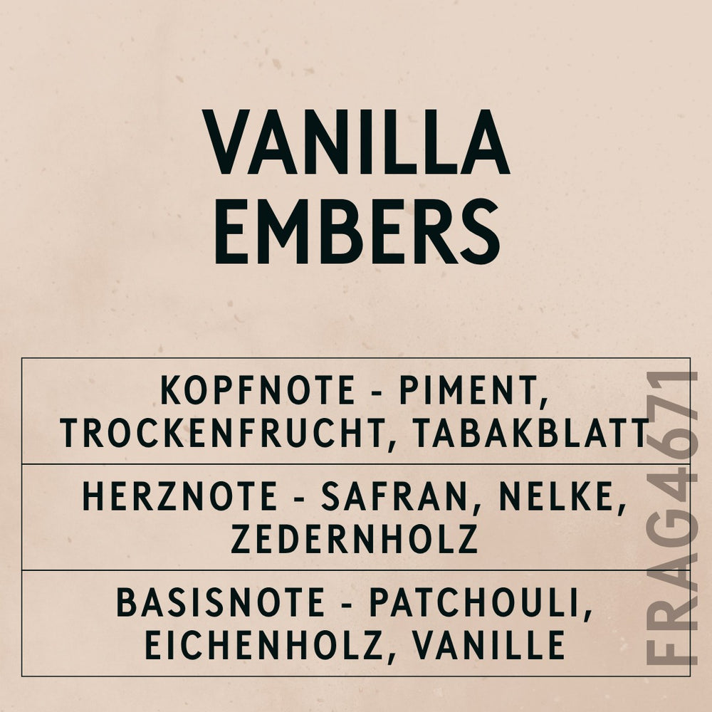 Vanilla Embers Fragrance Oil scent card (German)