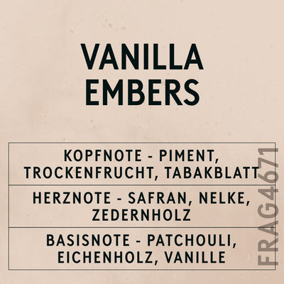Vanilla Embers Fragrance Oil scent card (German)