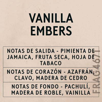 Vanilla Embers Fragrance Oil scent card (Spanish)