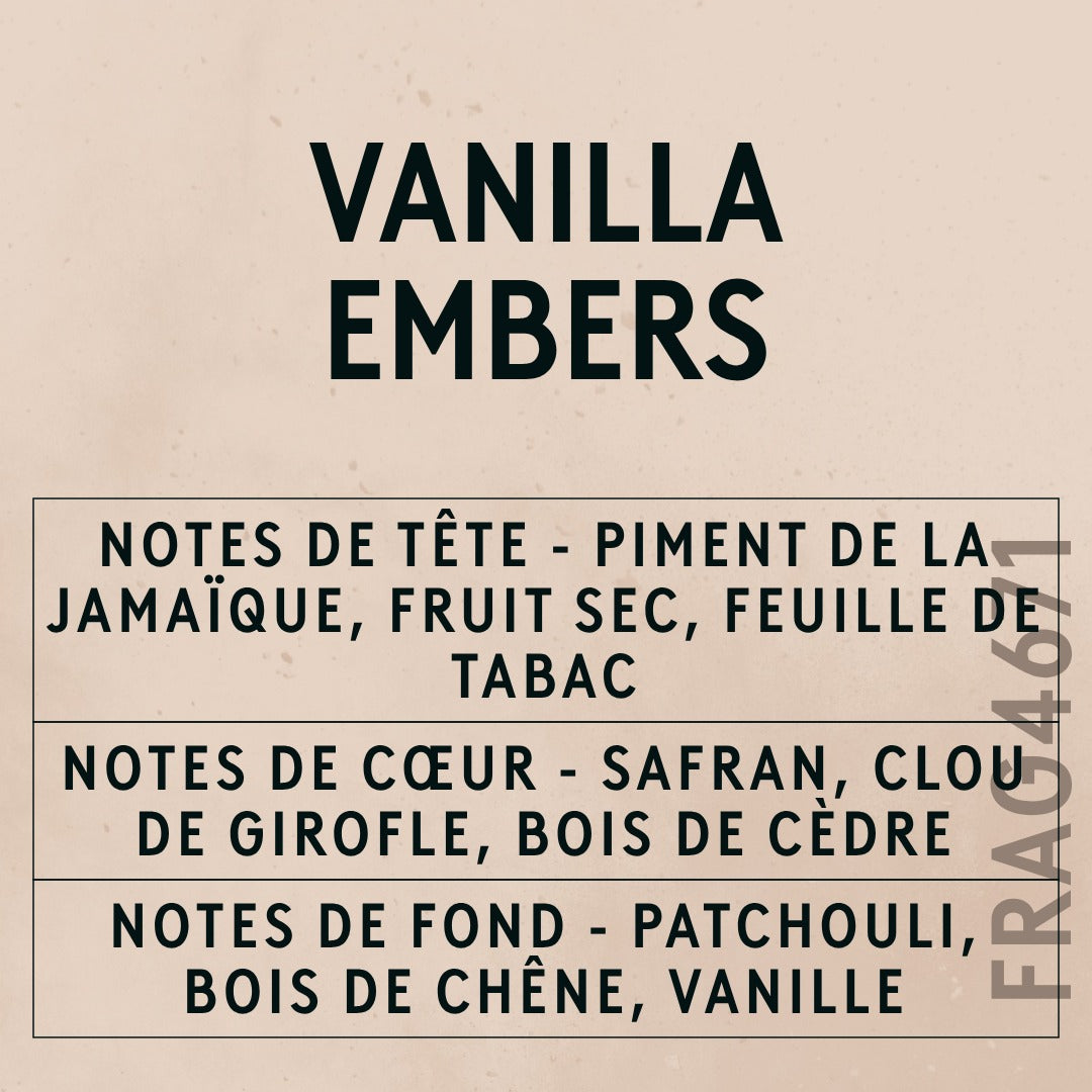 Vanilla Embers Fragrance Oil scent card (French)