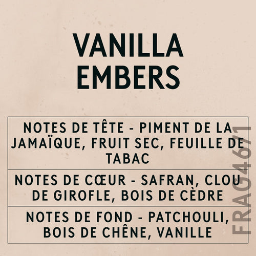 Vanilla Embers Fragrance Oil scent card (French)