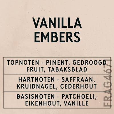 Vanilla Embers Fragrance Oil scent card (Dutch)
