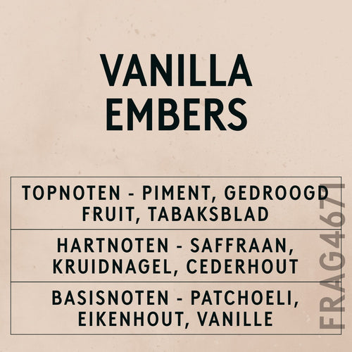 Vanilla Embers Fragrance Oil scent card (Dutch)
