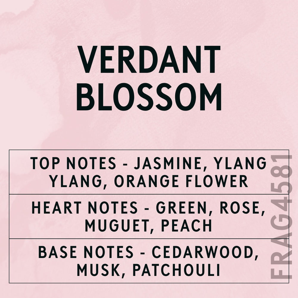 Verdant Blossom fragrance oil - Candle Shack aluminium bottle with dried botanicals on a dark slate background