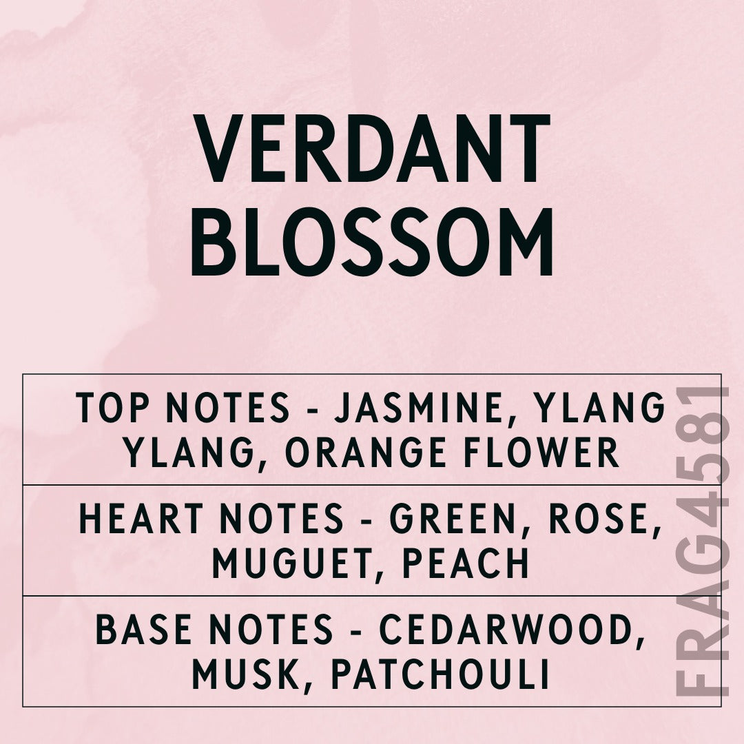 Verdant Blossom fragrance oil - Candle Shack aluminium bottle with dried botanicals on a dark slate background