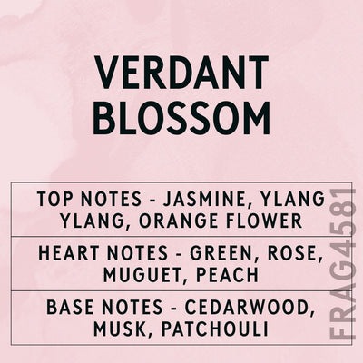 Verdant Blossom fragrance oil - Candle Shack aluminium bottle with dried botanicals on a dark slate background