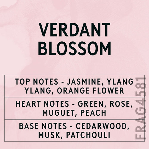 Verdant Blossom fragrance oil - Candle Shack aluminium bottle with dried botanicals on a dark slate background