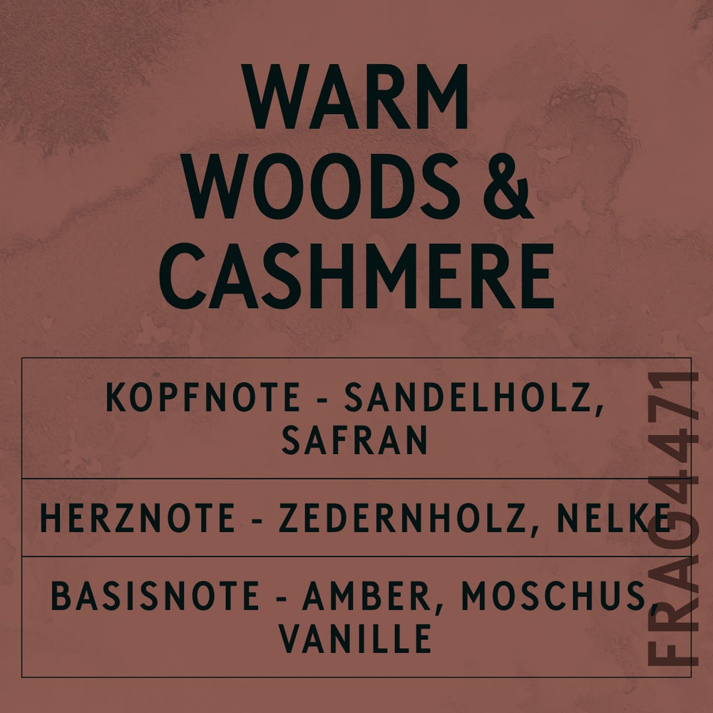 Warm Woods & Cashmere Fragrance Oil scent card (German)