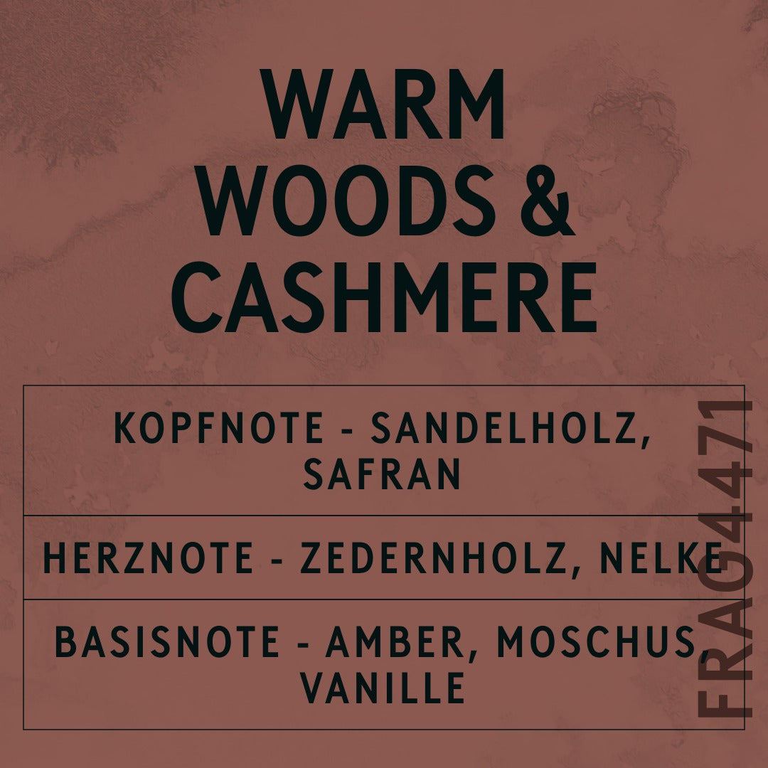 Warm Woods & Cashmere Fragrance Oil scent card (German)