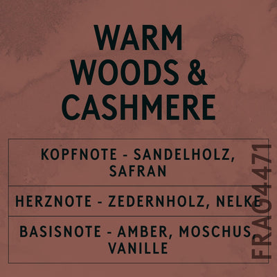 Warm Woods & Cashmere Fragrance Oil scent card (German)
