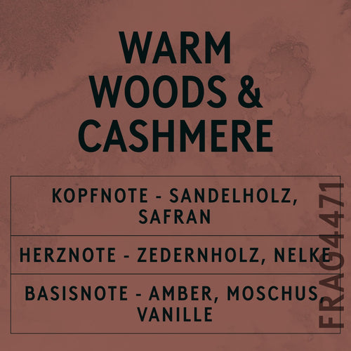 Warm Woods & Cashmere Fragrance Oil scent card (German)