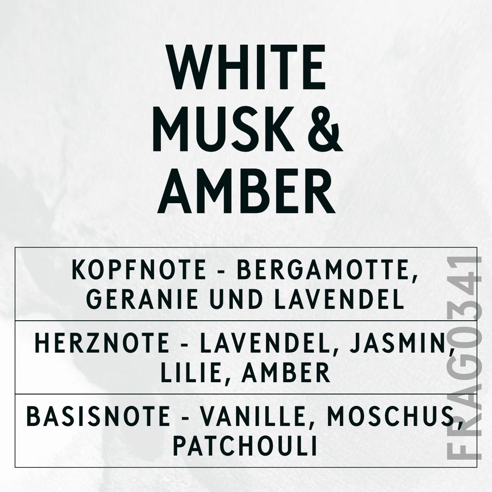 White Musk & Amber Fragrance Oil scent card (German)
