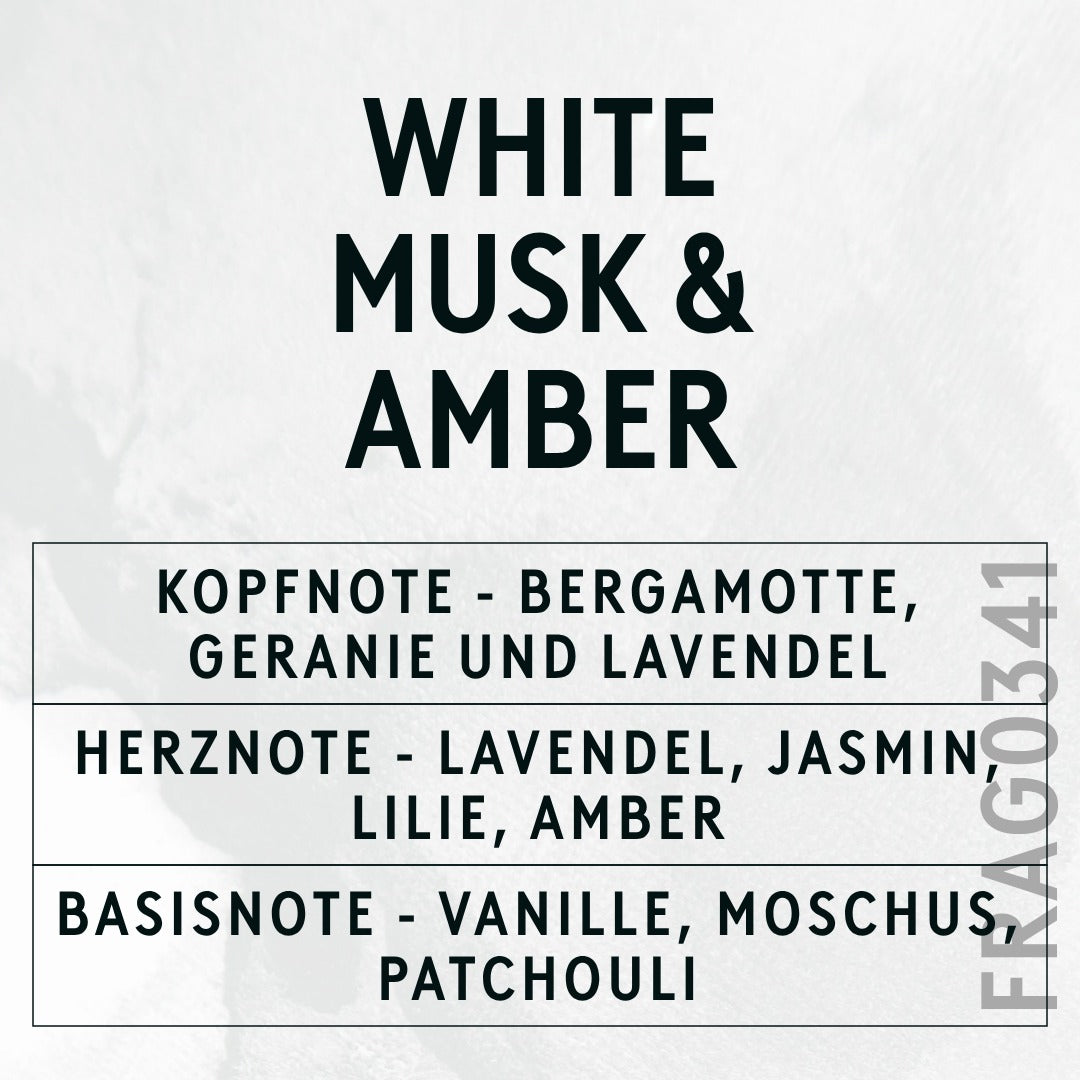 White Musk & Amber Fragrance Oil scent card (German)