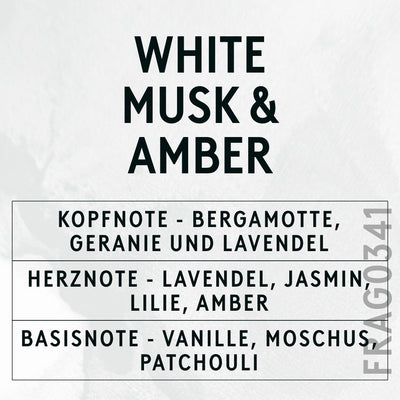 White Musk & Amber Fragrance Oil scent card (German)
