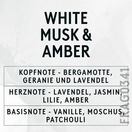 White Musk & Amber Fragrance Oil scent card (German)