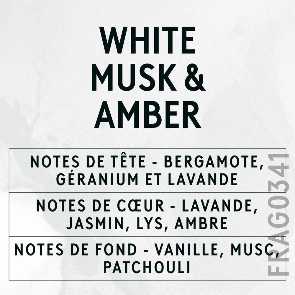 White Musk & Amber Fragrance Oil scent card (French)
