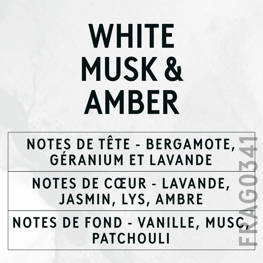 White Musk & Amber Fragrance Oil scent card (French)