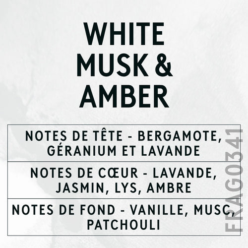 White Musk & Amber Fragrance Oil scent card (French)