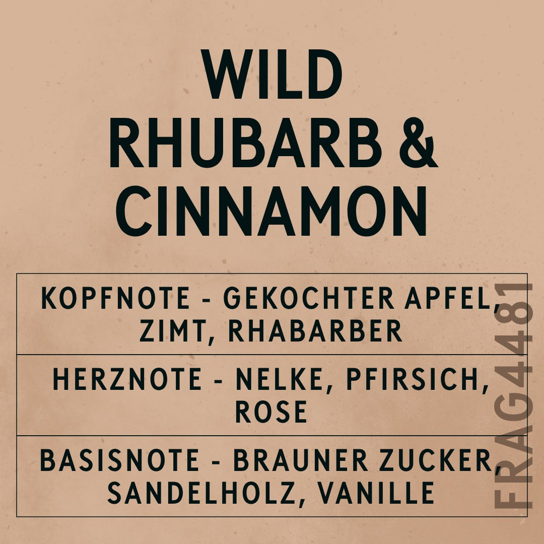 Wild Rhubarb & Cinnamon Fragrance Oil scent card (German)