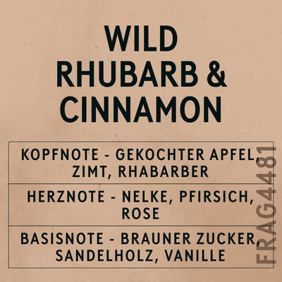 Wild Rhubarb & Cinnamon Fragrance Oil scent card (German)