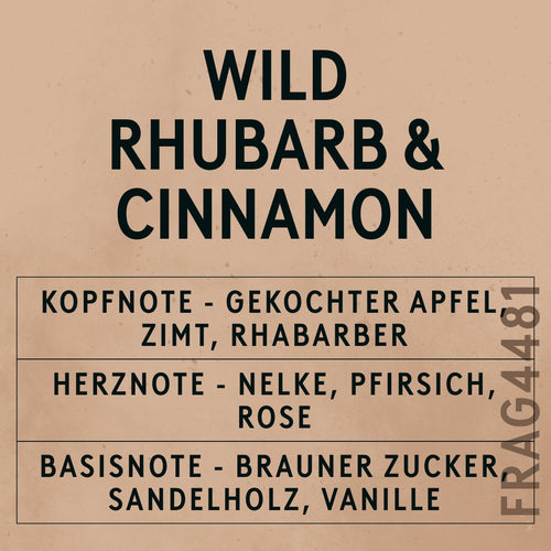 Wild Rhubarb & Cinnamon Fragrance Oil scent card (German)
