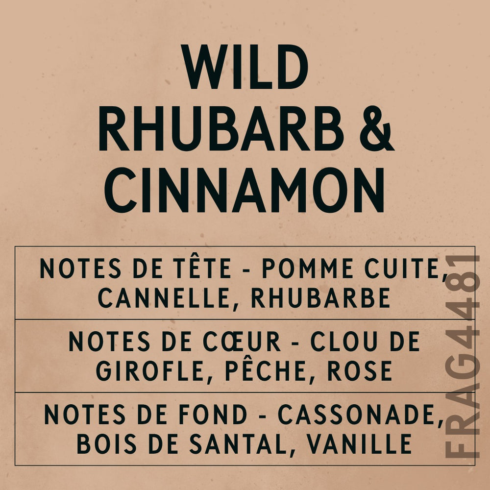 Wild Rhubarb & Cinnamon Fragrance Oil scent card (French)