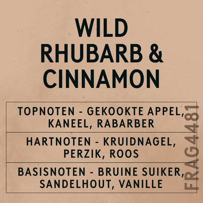 Wild Rhubarb & Cinnamon Fragrance Oil scent card (Dutch)