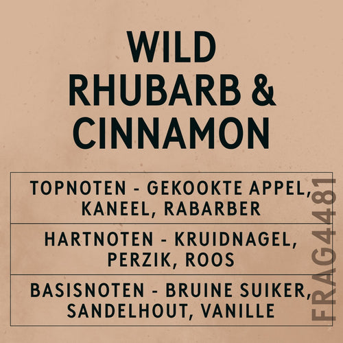 Wild Rhubarb & Cinnamon Fragrance Oil scent card (Dutch)