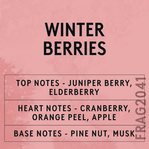 Winter Berries fragrance oil - Candle Shack aluminium bottle with dried botanicals on a dark slate background