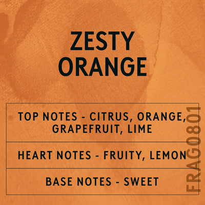Zesty Orange fragrance oil - Candle Shack aluminium bottle with dried botanicals on a dark slate background