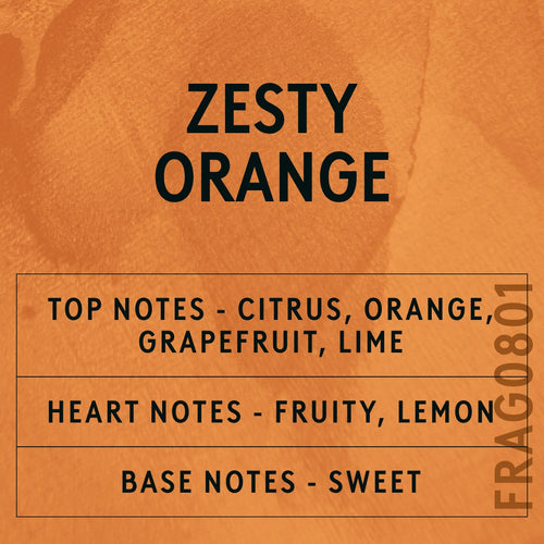 Zesty Orange fragrance oil - Candle Shack aluminium bottle with dried botanicals on a dark slate background
