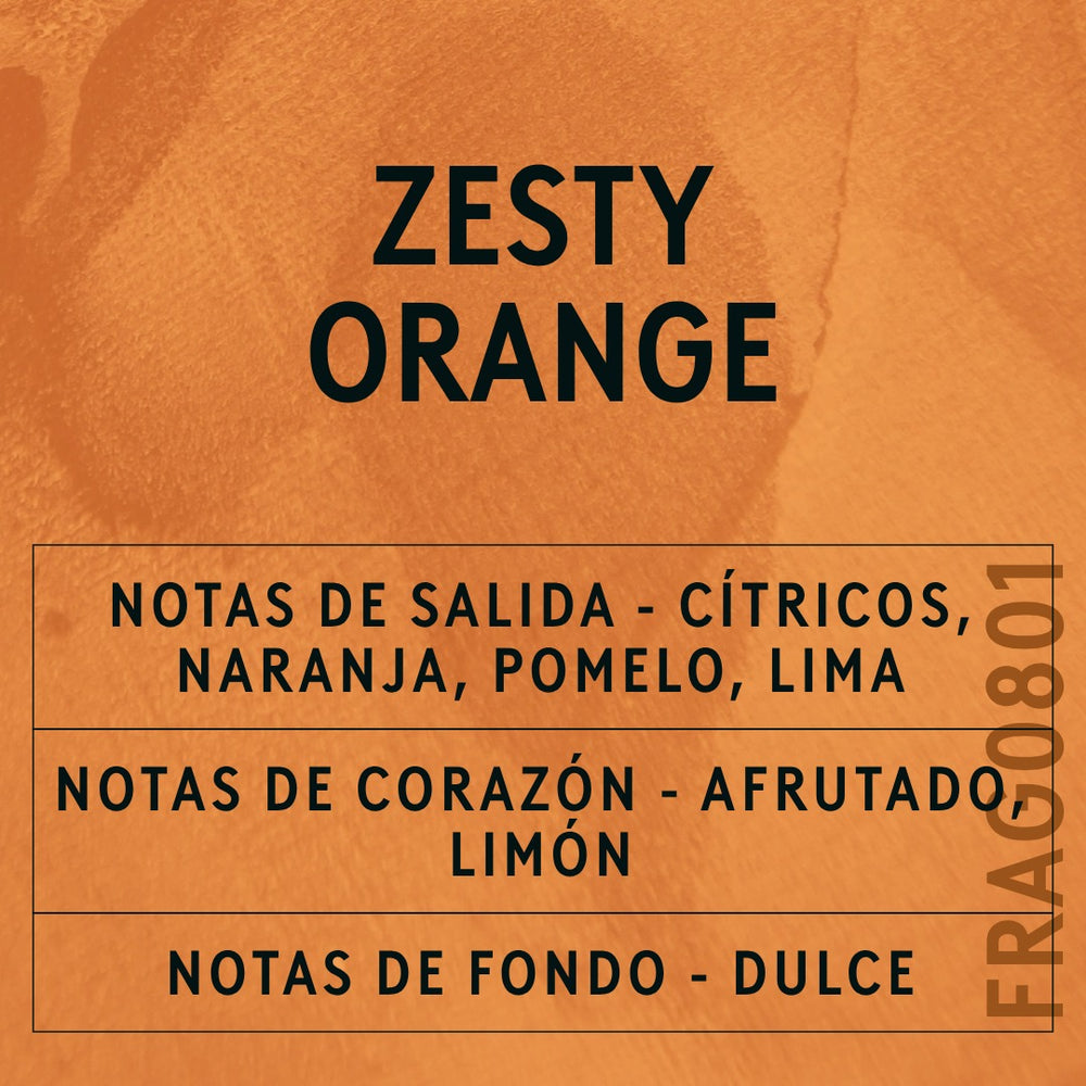 Zesty Orange Fragrance Oil scent card (Spanish)
