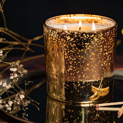 64cl Tall 3-Wick Candle Bowl - Electroplated Gold