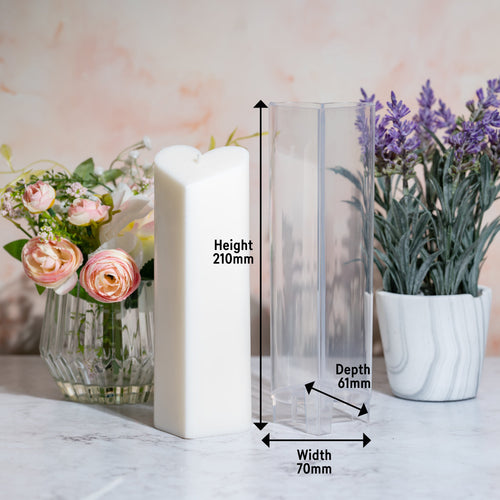 Heart - Pillar Candle Mould dimensions