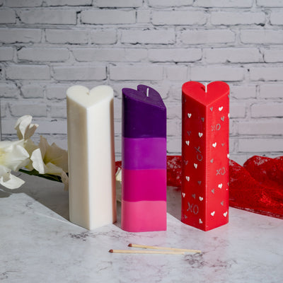 Heart Pillar Candles in different colours