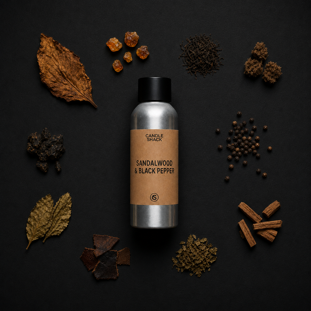 Huile parfumée au bois de santal et au poivre noir