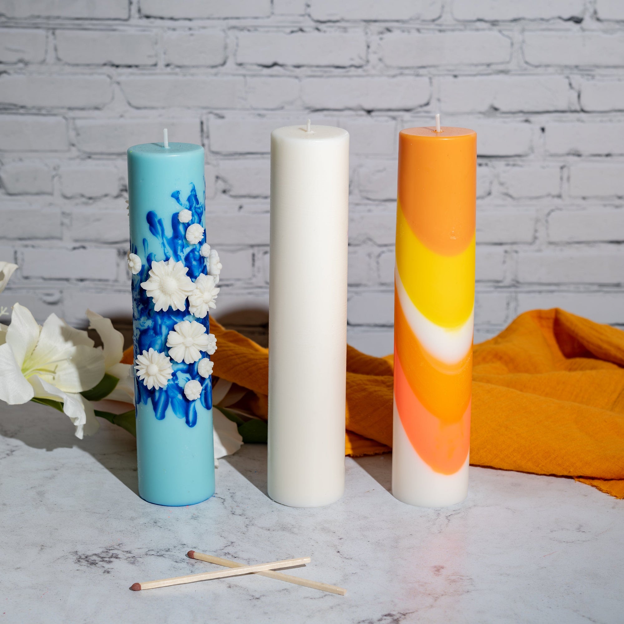 3 Flat Cylinder candles