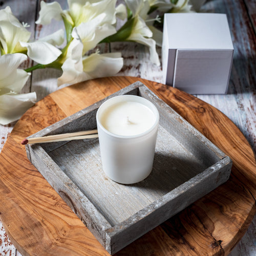 9cl Lauren Candle Glass - Externally White Matt 