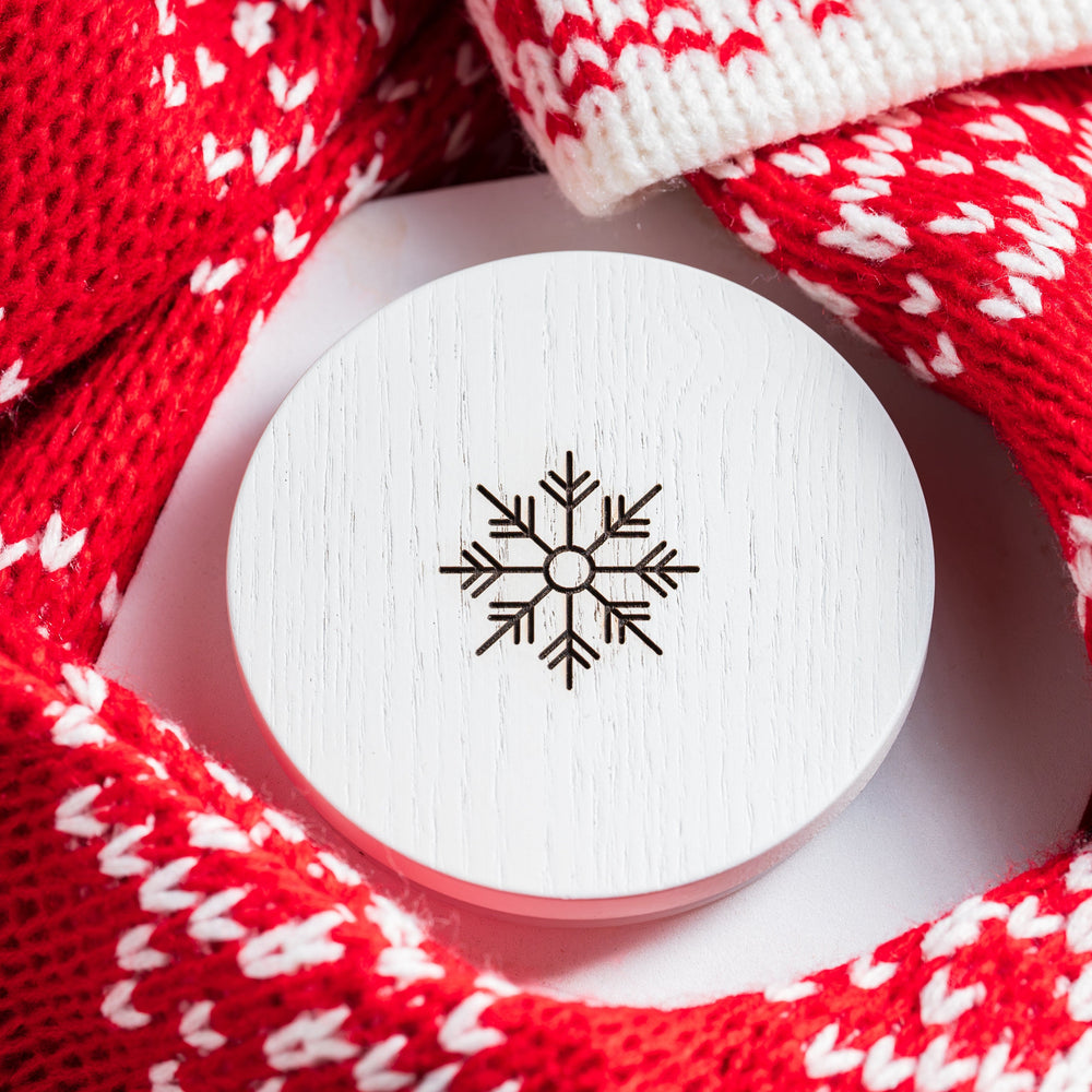 Snow - Christmas White Wooden Lid For 30cl Candle