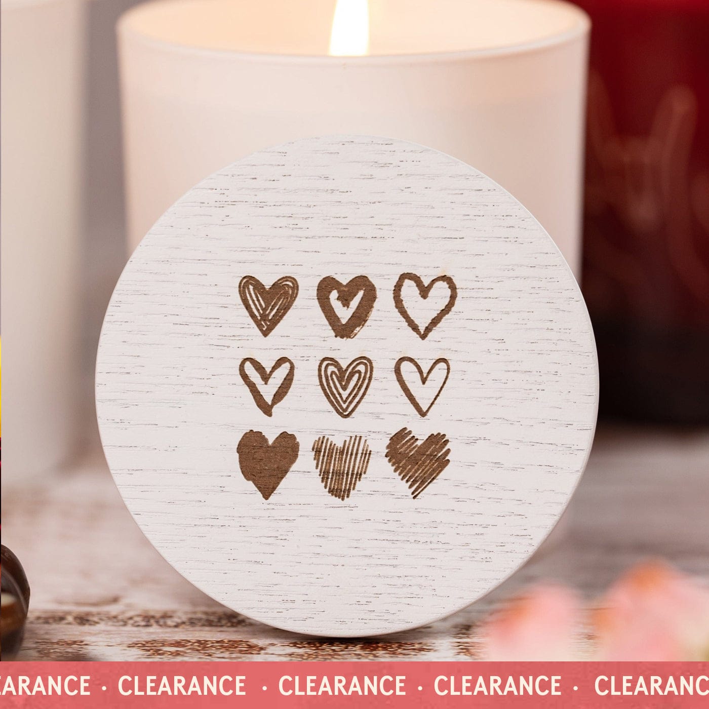 Candle Shack BV Lid Love Doodles - White Wooden Lid - For 30cl Lotti & Lucy