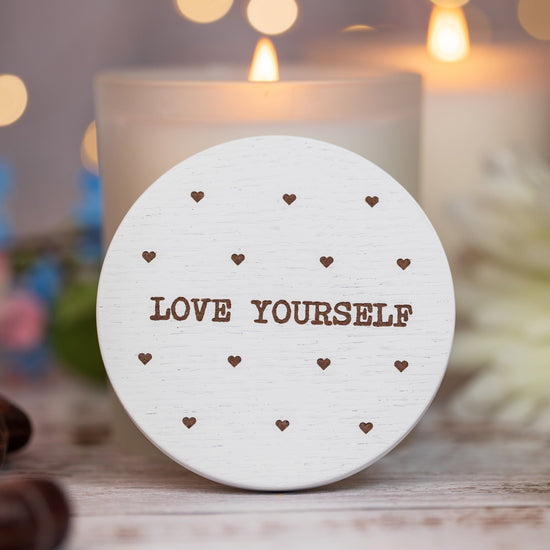Candle Shack BV Lid Love Yourself - White Wooden Lid - For 30cl Lotti & Lucy