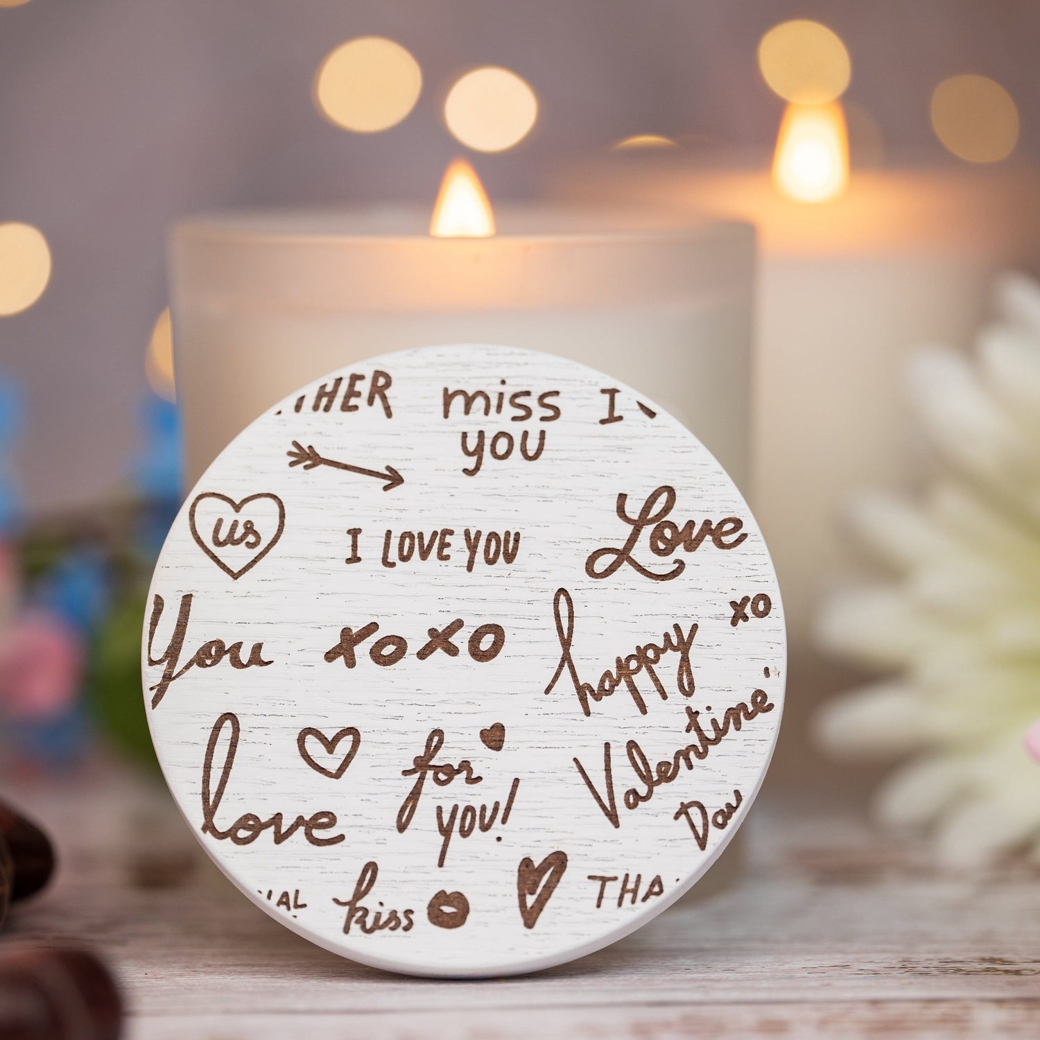 Candle Shack BV Lid Pillow Talk - White Wooden Lid - For 30cl Lotti & Lucy