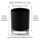 Candle Shack Candle Jar 20cl Lotti Candle Glass - Internally Black Gloss (box of 10)